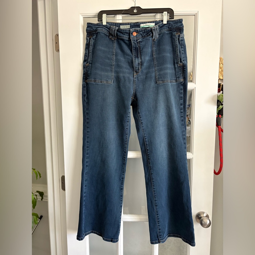 Pilcro by Anthropologie Women’s Jeans Icon Flare Wide Leg Dark Wash 18W